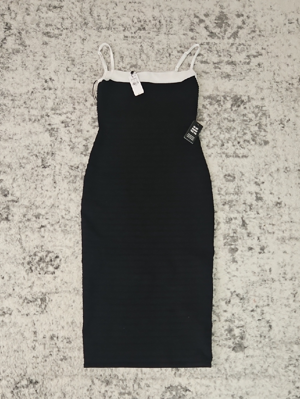 Express Black Midi Dress with White Trim
